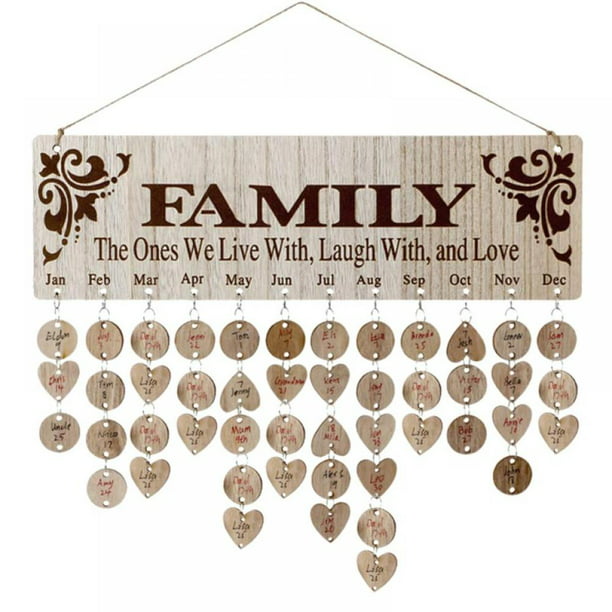 Wooden Birthday Reminder Board Plaque Sign Friend&Family DIY-Calendar C8N3
